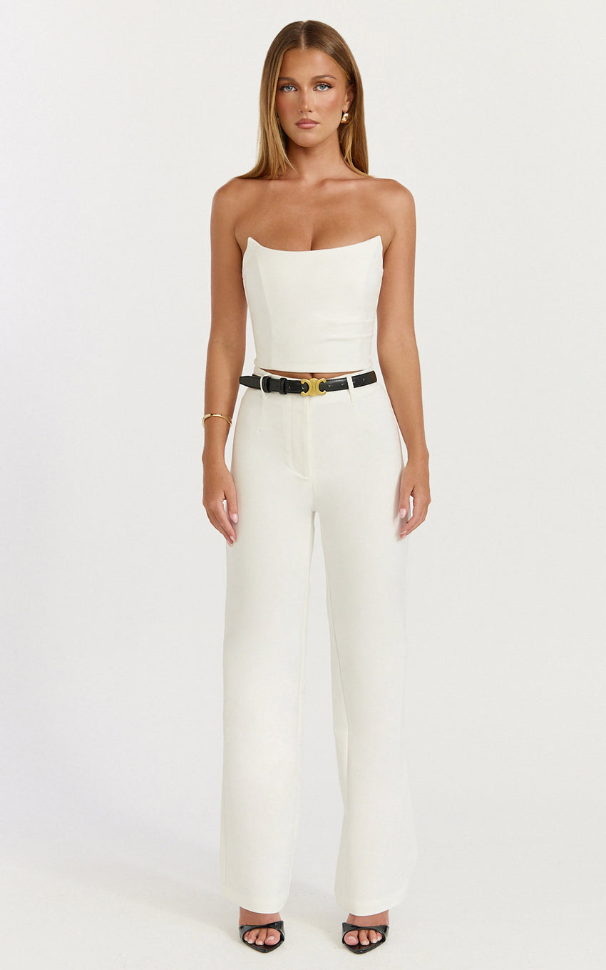 Pietra Pants - Straight Leg Pants in White
