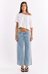 Reborn White Boxy Cropped Tee