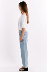 Reborn White Boxy Cropped Tee