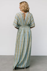 Mylis Kimono Dress | Blue + Green Print